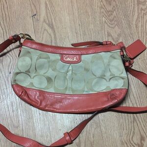 Coach Red and Tan Shoulder Bag